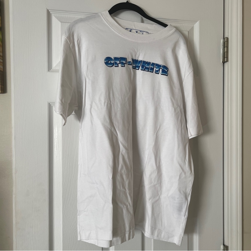 Off-White White Tee with Blue Label